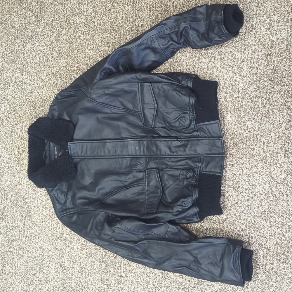 New York & Company leather bomber jacket black size large - Picture 1 of 11